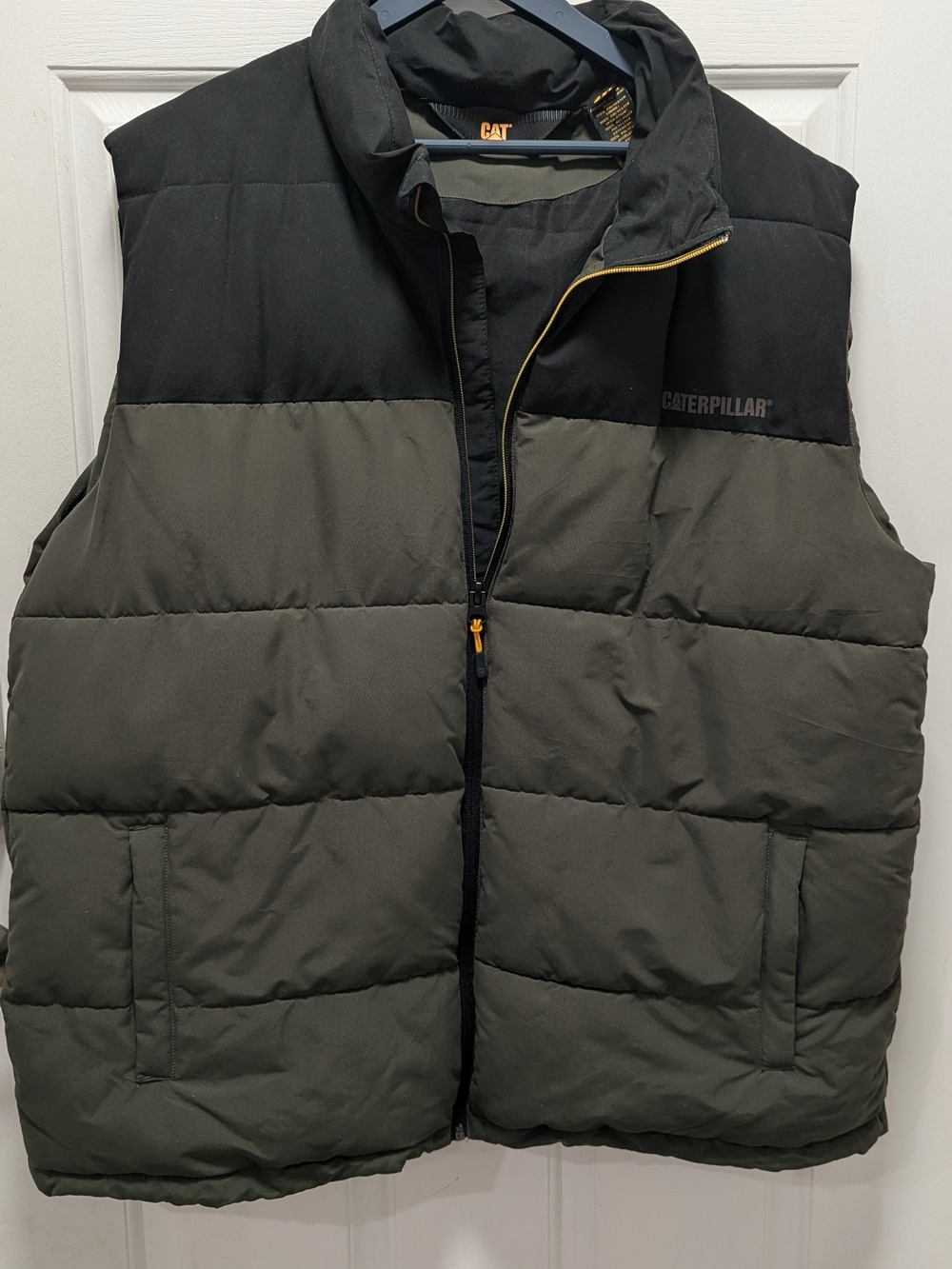 Caterpillar Black and Olive Quilted Workwear Vest